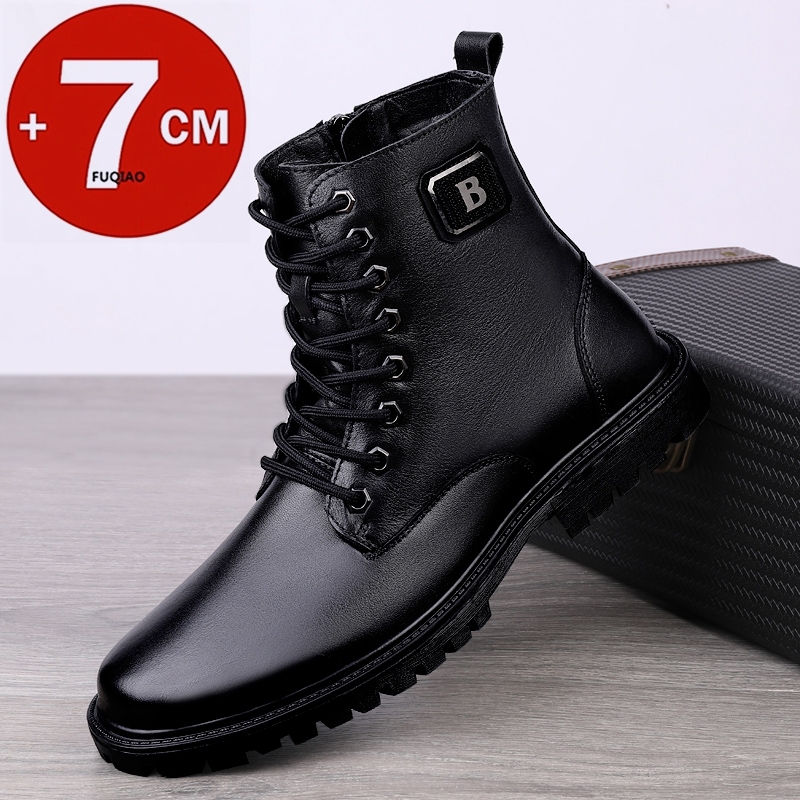 Men'S Shoes With Height Increase - Stivali rialzati in vera pelle da