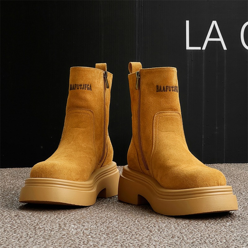 Men'S Shoes With Height Increase - Stivali Corti Invernali Europa America Retrò