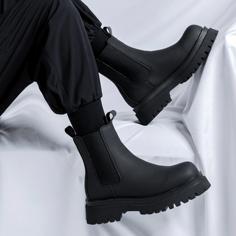 Men Shoes 2026 - Stivali Chelsea Neri Alti da Uomo